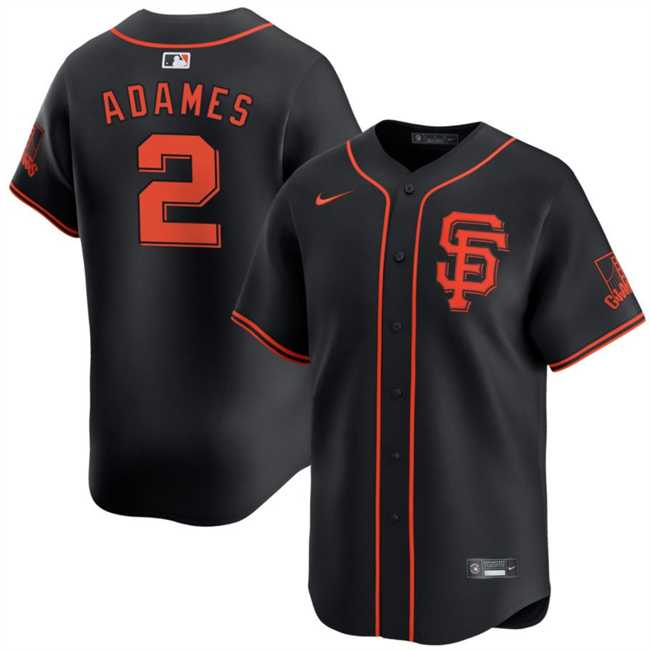 Mens San Francisco Giants #2 Willy Adames Black 2024 Black AlternateLimited Stitched Jersey Dzhi